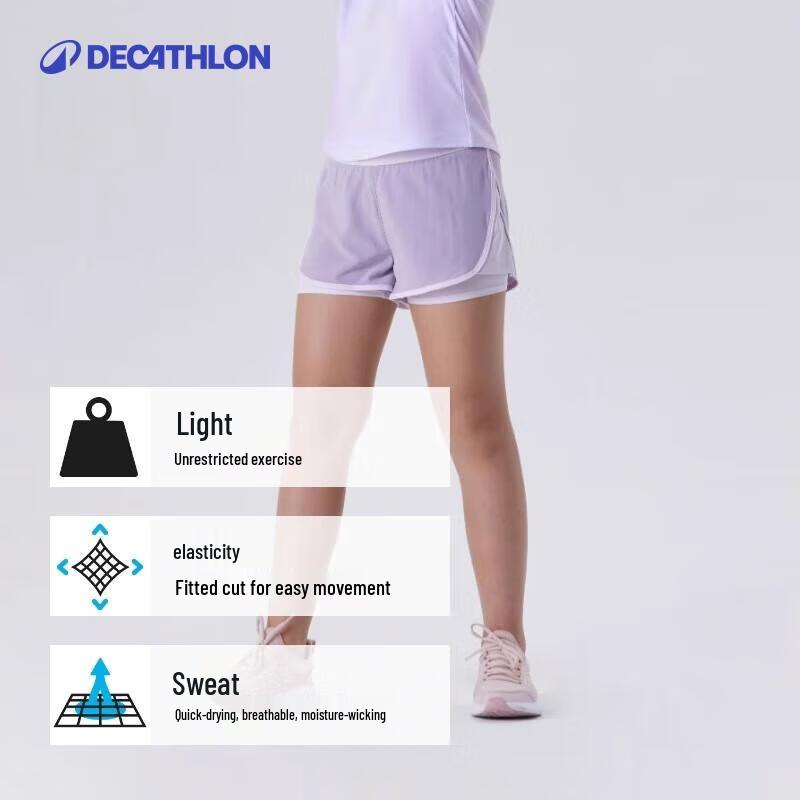 Decathlon Kids' 2-in-1 Quick-Dry Anti-Chafe Sports Shorts
