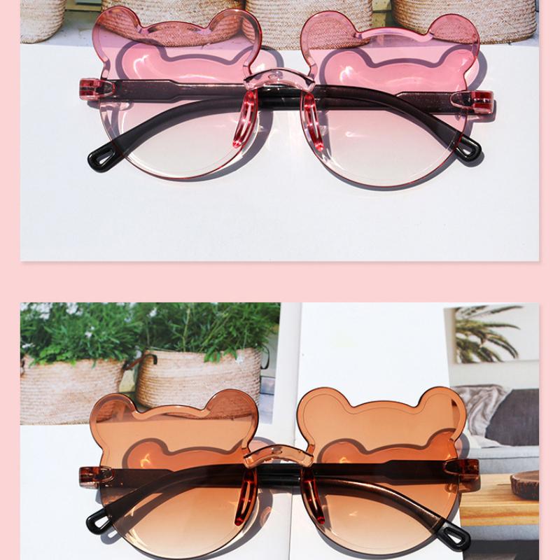 Kids Sun Sunglasses Bear Shape Children Glasses Cartoon Rimless UV400 Child Eyeglasses Outdoor Anti-Glare Girls Boys Sunglasses