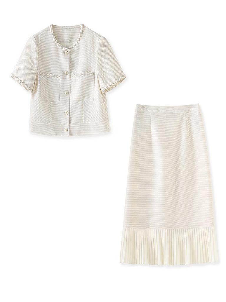 High-End Xiaoxiang Style It Girl Two-Piece Set: Small Jacket + Pleated Midi Skirt