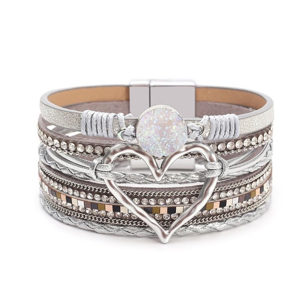Magnetic Clasp Leather Bracelet Bangle Multi-layer Multi-Layer Bracelet  Festival Gift