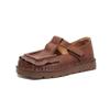 Mocassini Comodi da Pendolare Nuovi in Primavera Punta Quadrata Suola Spessa Stile Retrò Donna Scarpe Casual in Vera Pelle