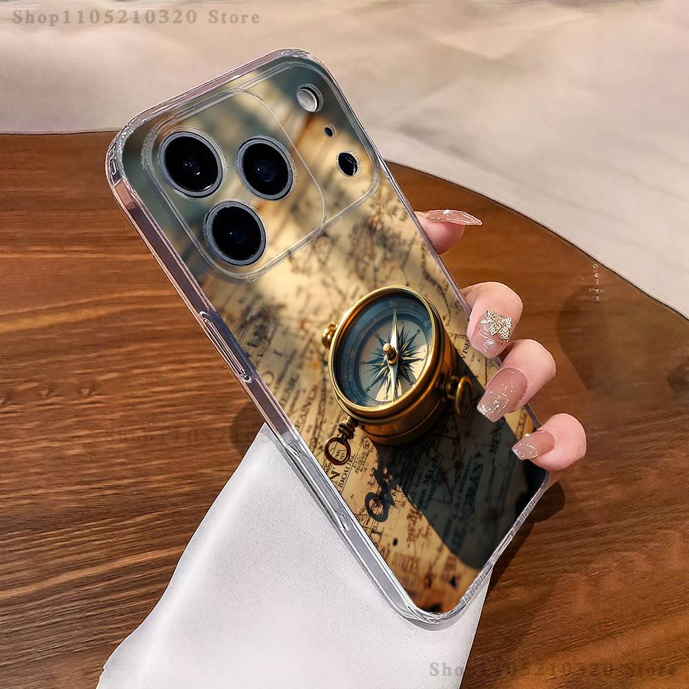 

Compass Phone Case iPhone17 16 15 14 13 12 11 Pro Max Plus Mini Clear Full Back Cover Silicone Soft Shell iPhone13PRO