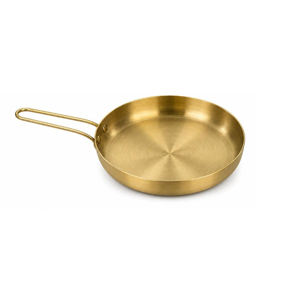 Handled Stainless Steel Frying Pan 18/20cm Snack Dish High-quality Serving Plate Barbecue