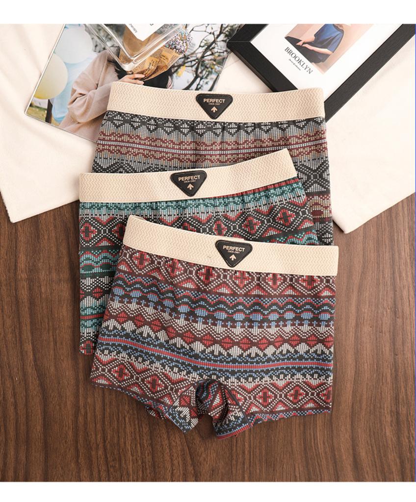 Damen Neue Baumwollschritt Slips, Ethnisch, Atmungsaktive Mittelhohe Taille Shorts
