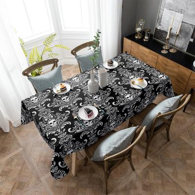 Skull Black White Tablecloth Holiday Decor Waterproof Rectangular Tablecloths Wedding Decor Table Cover