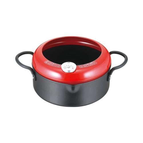 Pearl Metal 20cm Tempura Pot with Two Handles, Thermometer, IH Compatible, Only One Stage HB-6150