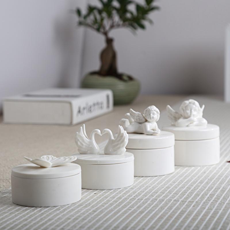 Ceramiche Europee Scatola Portagioie Angelo Regalo di Matrimonio Scatole Portaoggetti Artigianato Creativo con Regali Fatti a Mano Organizzatore di Gioielli Decorazione per la Casa