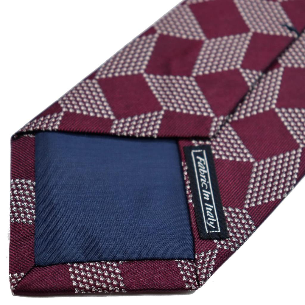 [Michiko London] Italian Fabric, Made In Japan. KOSHINO Brand Necktie, Small Pattern, 100% Silk. Perfect As a Gift. Unisex. (MKI-015-B Wine)