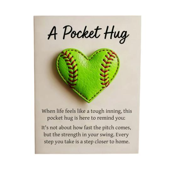 Love Heart Golf Pocket Hug with Positive Card Emotional Support Baseball Tennis Basketball Pocket Token Decoration Inspirational Gift
