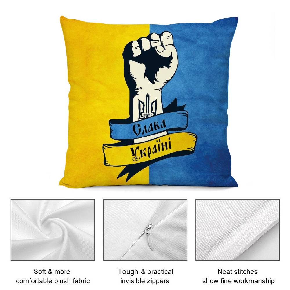 Ukraine Flag Aesthetic Pillow Case Plush Fabric Soft Double Sided Print Sofa Cushion Cover Throw Pillow Covers