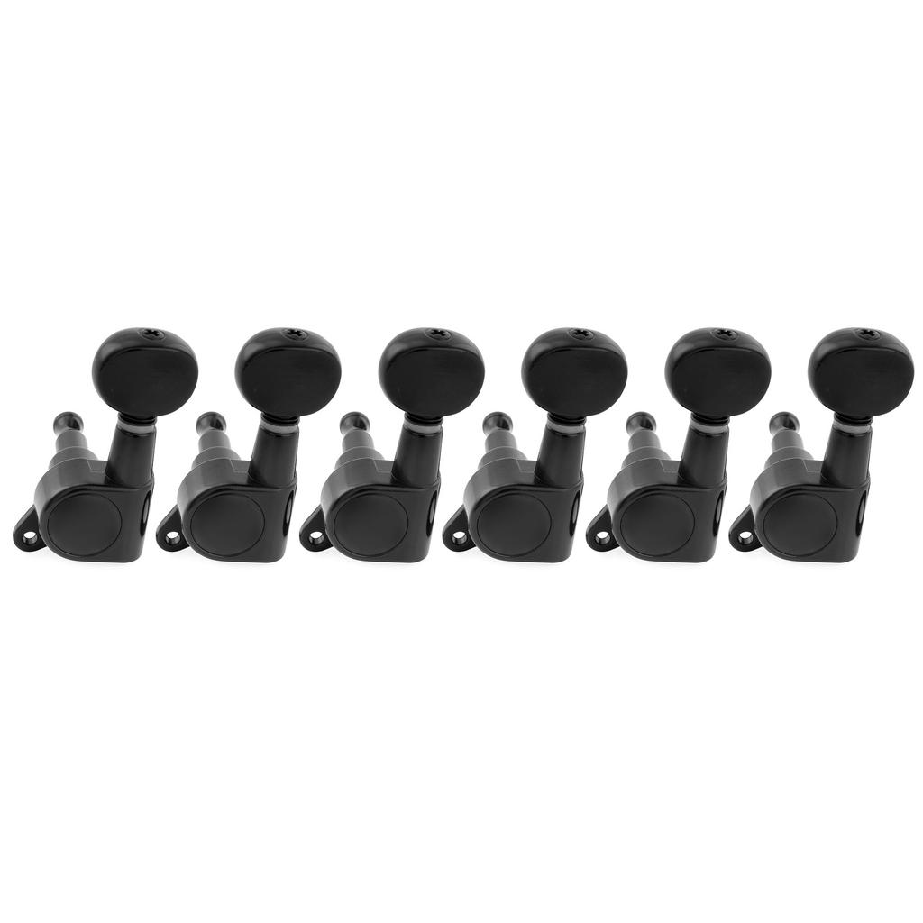 Musiclily Pro R15J Guitar Gear Vintage Oval for Electric Black 6-in-line Left-Handed Tuners, 151 Ratio, Buttons, Stratocaster/Telecaster Guitars,