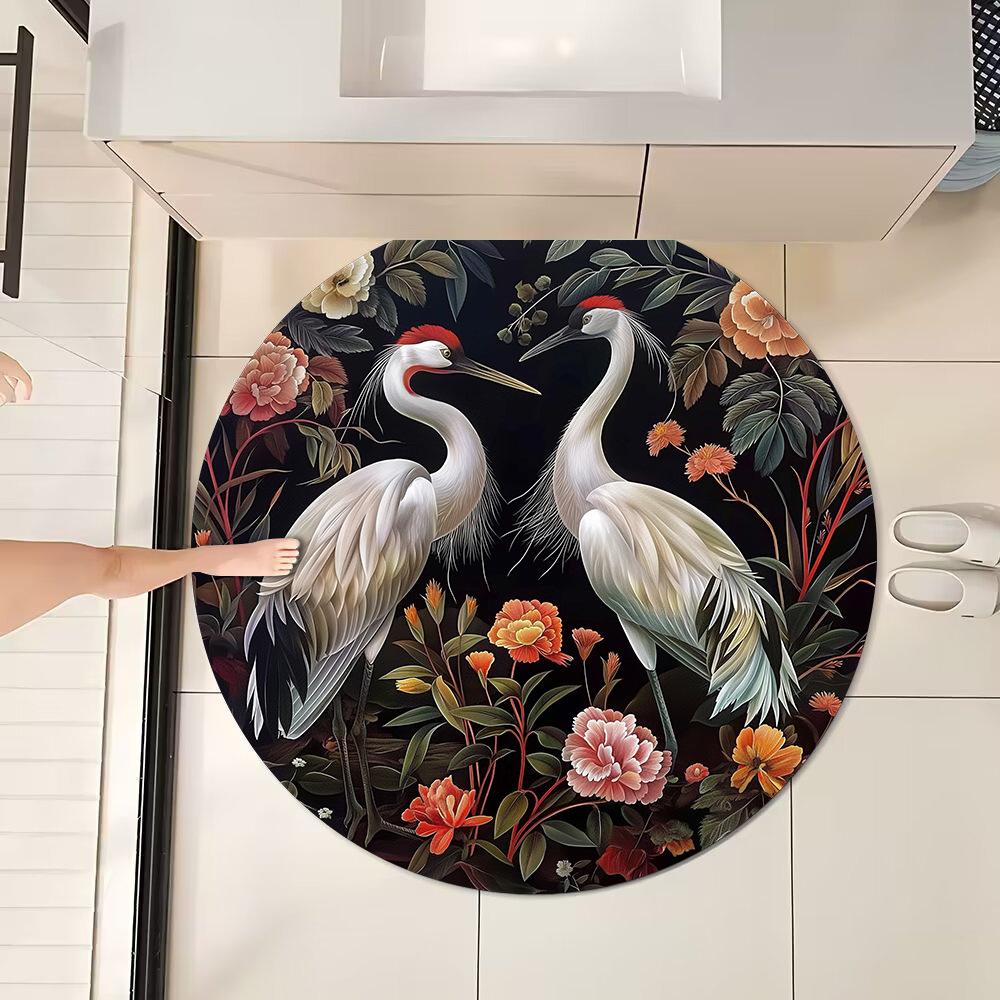New Chinese Style Sink Floor Mat Round Bathroom Floor Mat Water Absorption and Dirt resistant Bathroom Anti slip Foot Mat Foot Mat