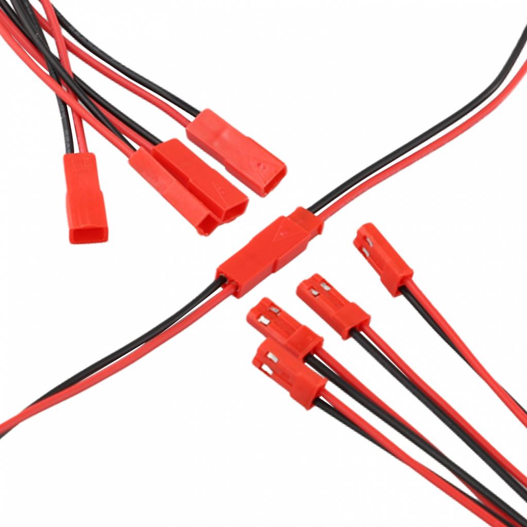 Connector Pre Wired Cable Set 2P Male + Female Pair 200mm Red + Black Wire