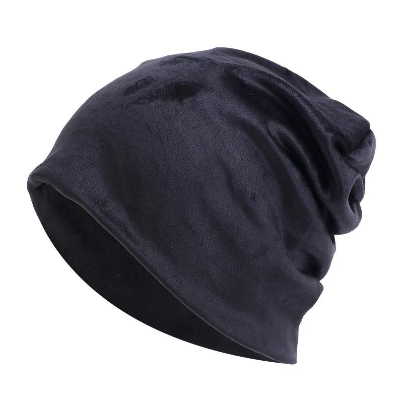 Fashion Unisex Velvet Baggy Skullies Turban Hat Autumn Winter Warm Slouchy Beanies For Men Women Solid Soft Cap Casual Hat