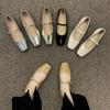 Square Head Single Shoes Women's Spring 2025 New Fashion Versatile Silver Retro Internet Celebrity Shallow Mouth Flat Mary Jane Shoes