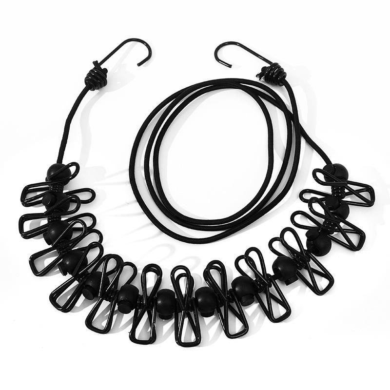 

Windproof Travel Clothesline with Clips - No-Drill Hook for Hotel Drying