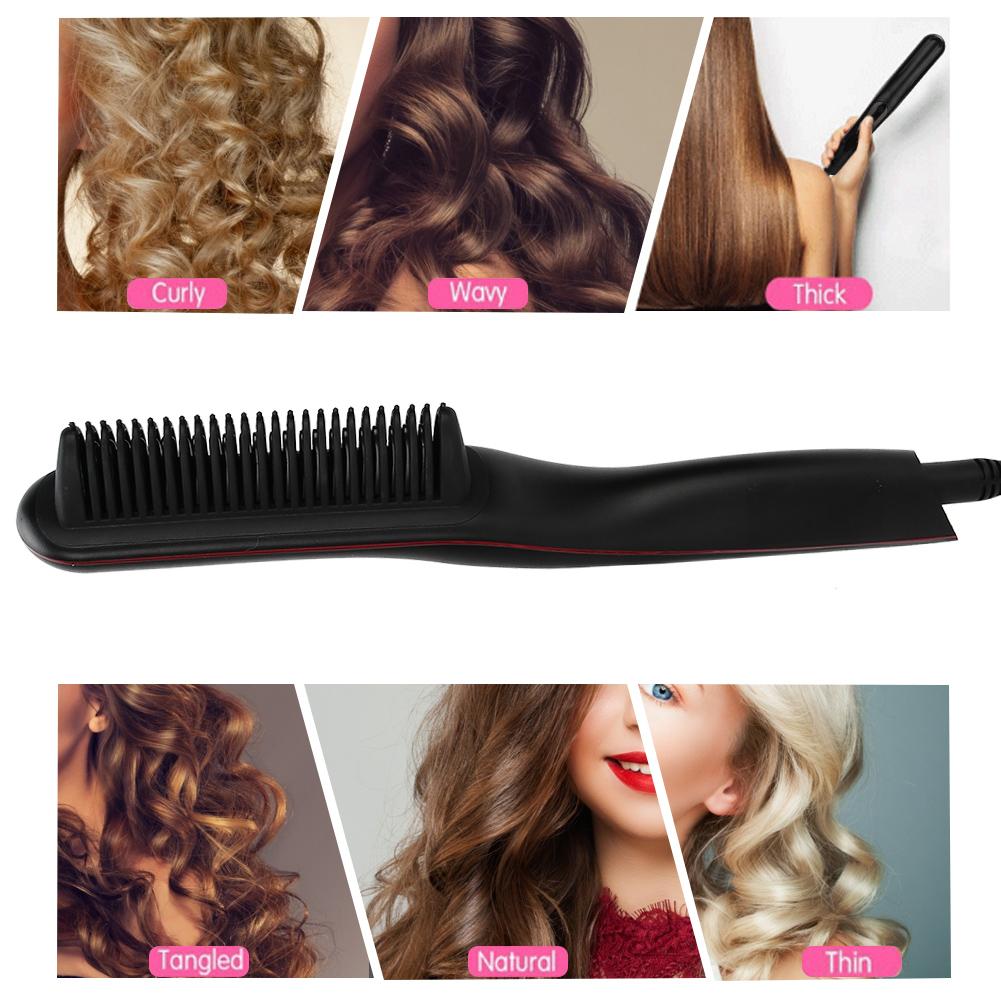 Electric Hair Straightener Comb Anti Scald Beard Straightener Brush  (Black )