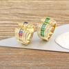 AIBEF Luxury Wide Rings Gold Plated 5 Colors Copper Zircon Opening Adjustable Engagement Jewelry Women Accessories Lovers Gifts
