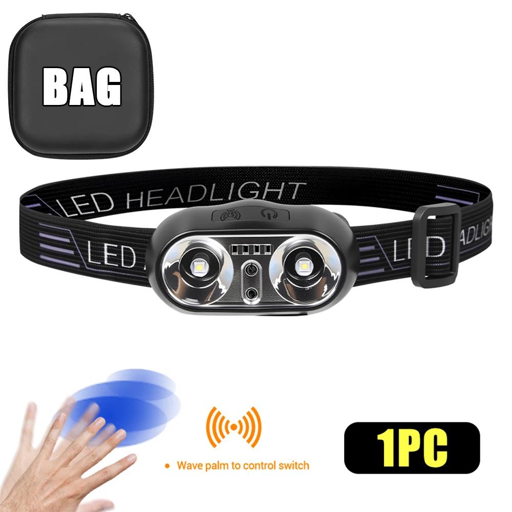Strong Light Headlamp Mini Led Night Fishing Powerful Torch Head Lamp Outdoor Waterproof Camping Portable LED Sensor Headlamps