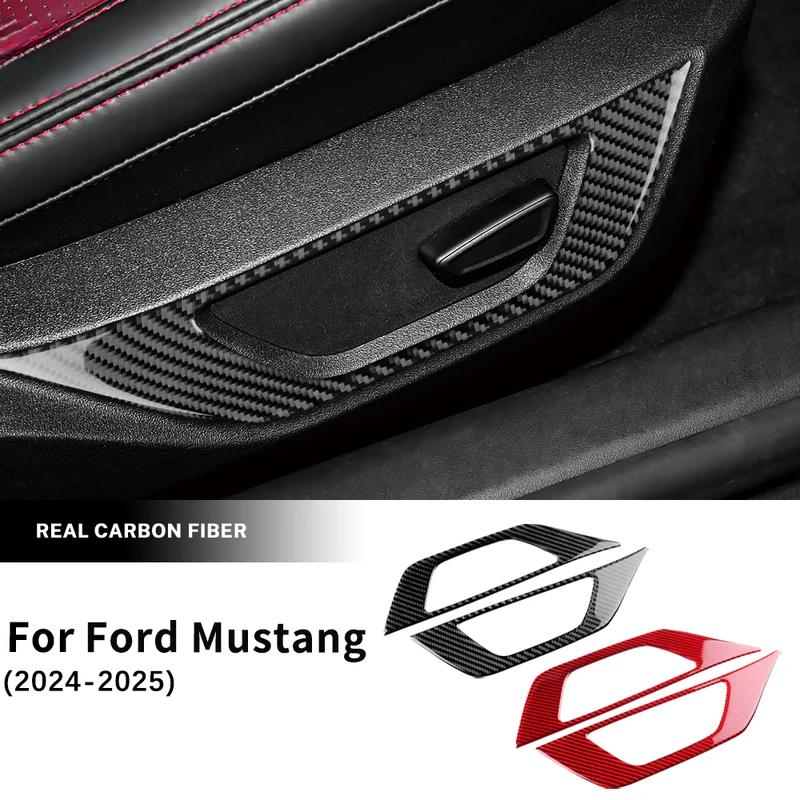 Real Soft Carbon Fiber Sticker For Ford Mustang GT 2024 2025 LHD RHD Car Seat Handle Button Frame Interior Trim Accessories.