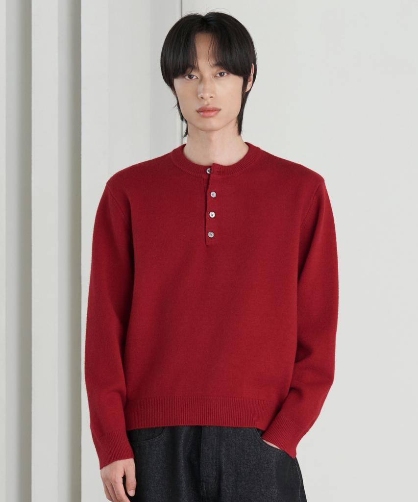 HYOJI 26 Fw Washable Soft Touch Henley Neck Crop Knit (5 Colors)