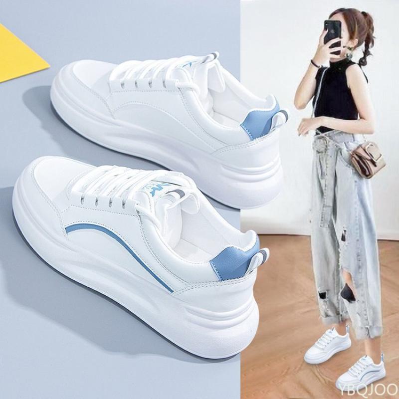2024 Women's New White Sneakers Spring Autumn round toe Shoes Versatile lace up flat Casual comfort ladies shoes Zapatos Mujer
