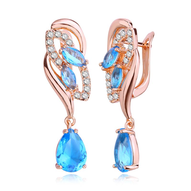 Серьги-клипсы MINTHA, модные серьги цвета розового золота, свадебные повседневные модные украшения, серьги с синим цирконием для женщин, свадебные серьги A