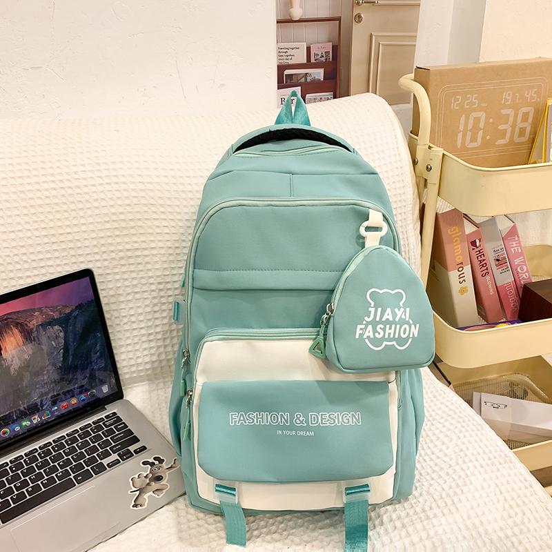 Цветной блок школьная сумка студенческий рюкзак в стиле колледжа женский рюкзак — фото 11