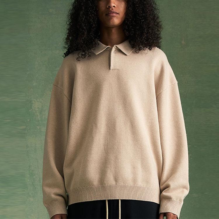 Fear of God Essentials FW23 Knit Polo Shirt 'Gold Heather' Men's 192BT232183F