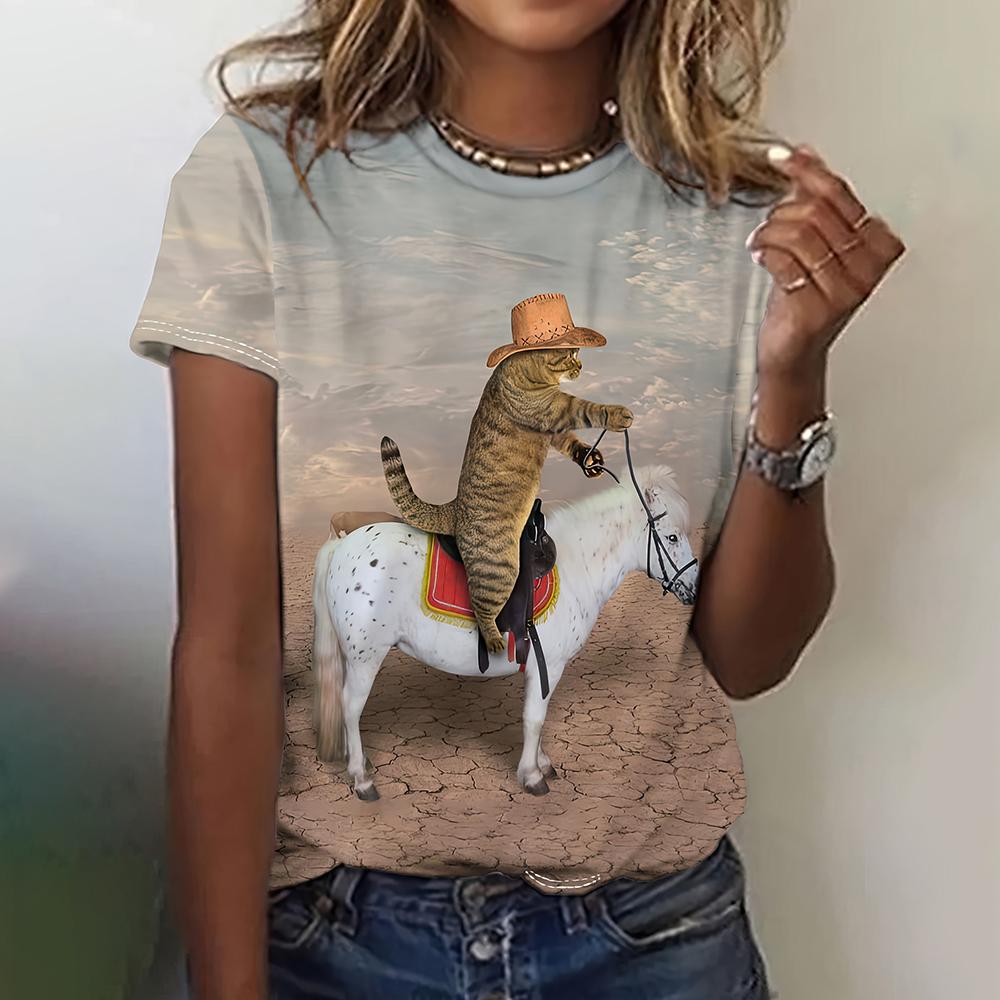 Naljakas loomade graafiline naiste T-särgid Kausaalsed lühikeste varrukatega naiste topp Kawaii mood Suured naiste riided Naiste suvised t-särgid