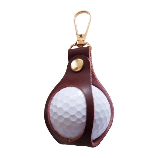 Golf Ball Bag with Clip Cling to Pants Hoop Faux Leather Anti-slip Portable Golf Ball Holder Metal Buckle Golf Organizer Golf Ball Carrier