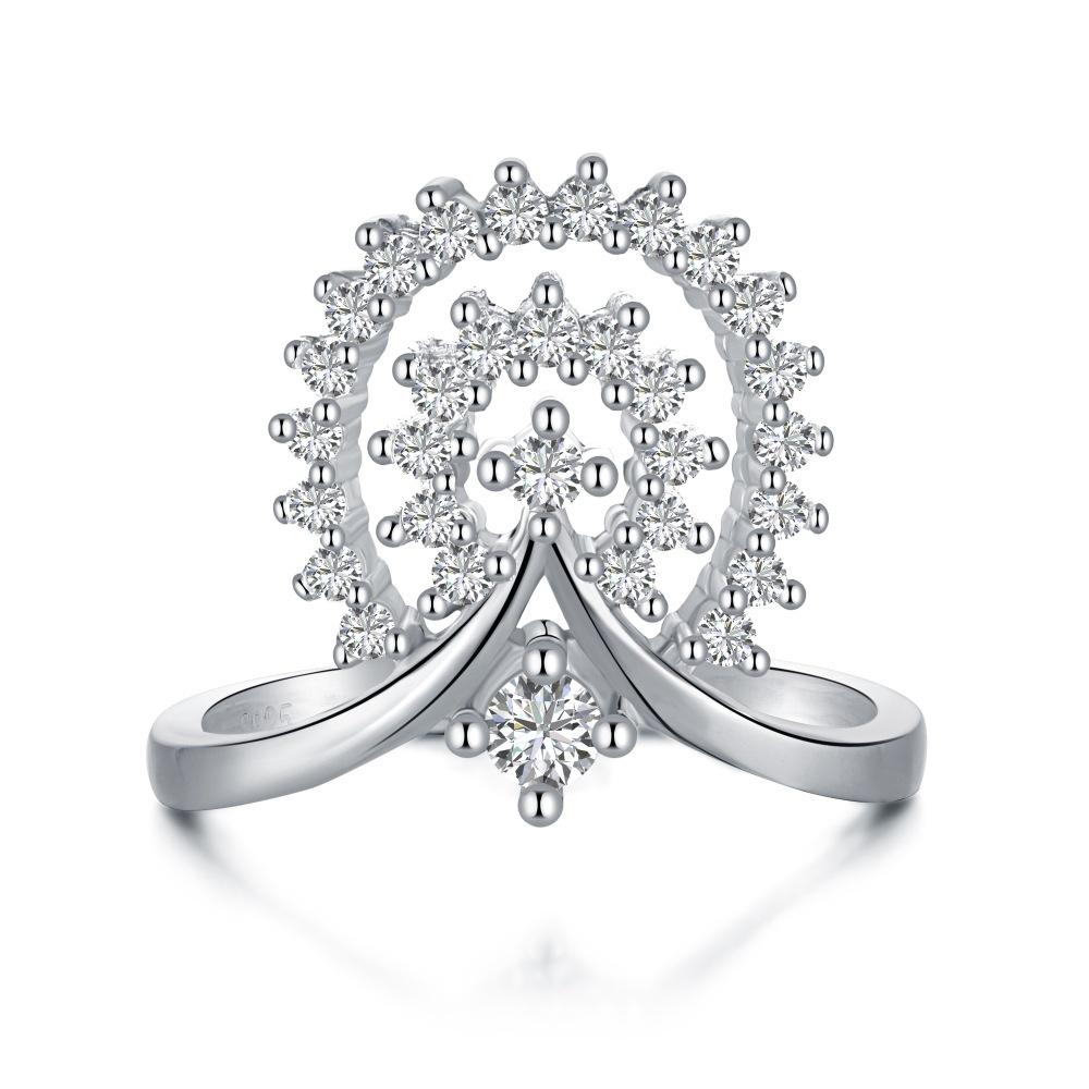Tancise Women Classic 925 Sterling Silver  Zircon Ring Ladies Jewelry Wedding Promise Party Gift