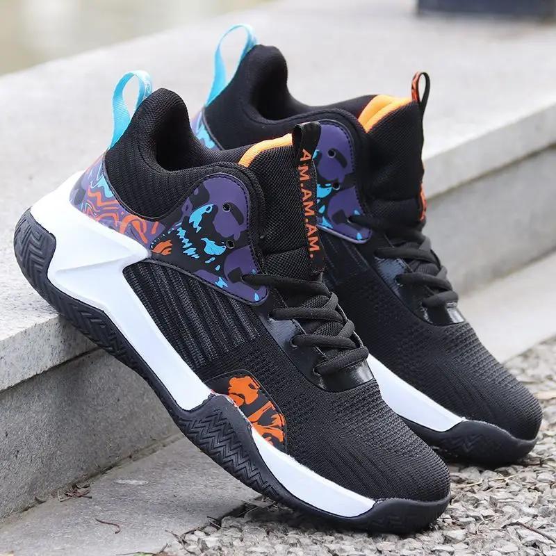 Men's Sneakers Mesh Casual Shoes Breathable Non-slip Running Shoes Men New Shock Absorbing Elastic Shoe Outdoor Basketball Shoes