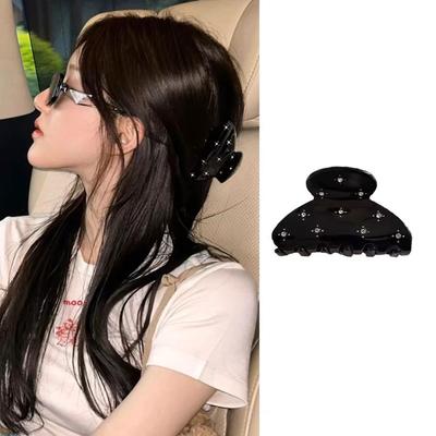 Elegant Crystal Acetate Hair Claw Medium Size Sweet Hair Clip Shark Clip Women Hair Accessories Headwear