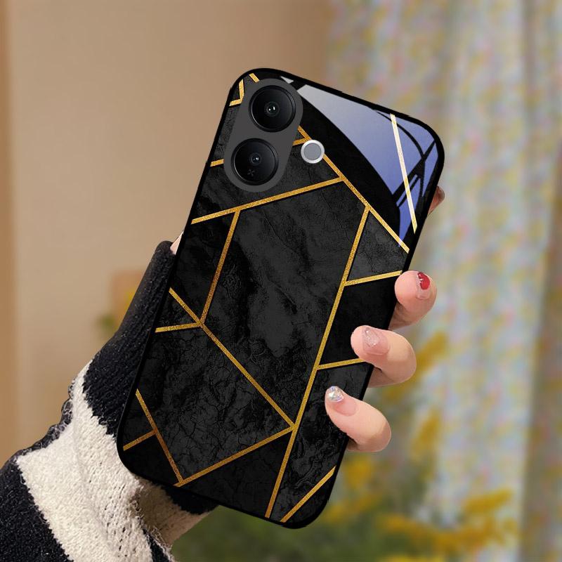 For VIVO V60 Lite V60Lite Case Fashion Painting Tempered Glass Cover For VIVO V 60 Lite Phone Shell Casing Anti Drop Fundas Capa