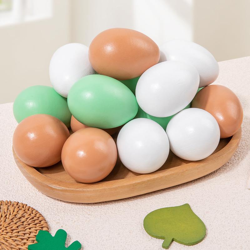 Egg Simulation Wooden Toy Diy Solid Doodle Eggs Decoration Early Education Gift