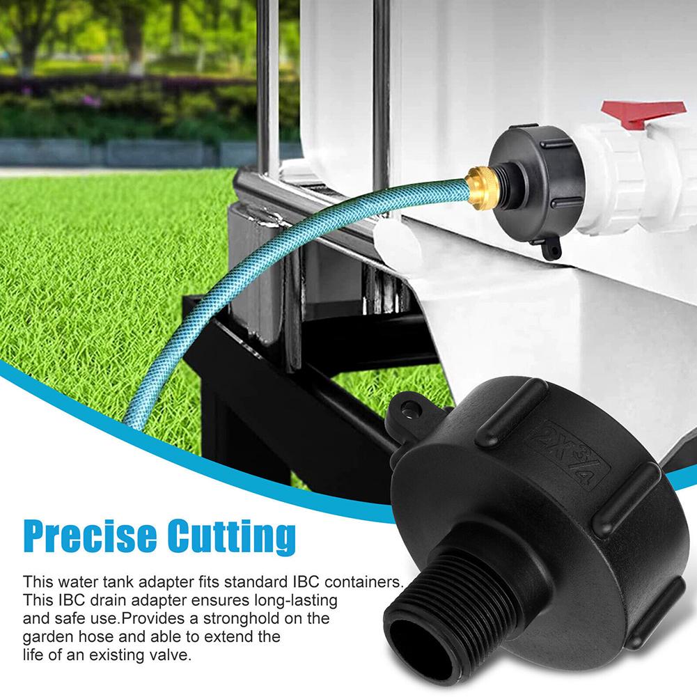 IBC Tote Tank Adapter 2 Coarse Thread Drain Connector with 3/4 Male Thread Designed for Garden Hose Use and Standard IBC Tanks