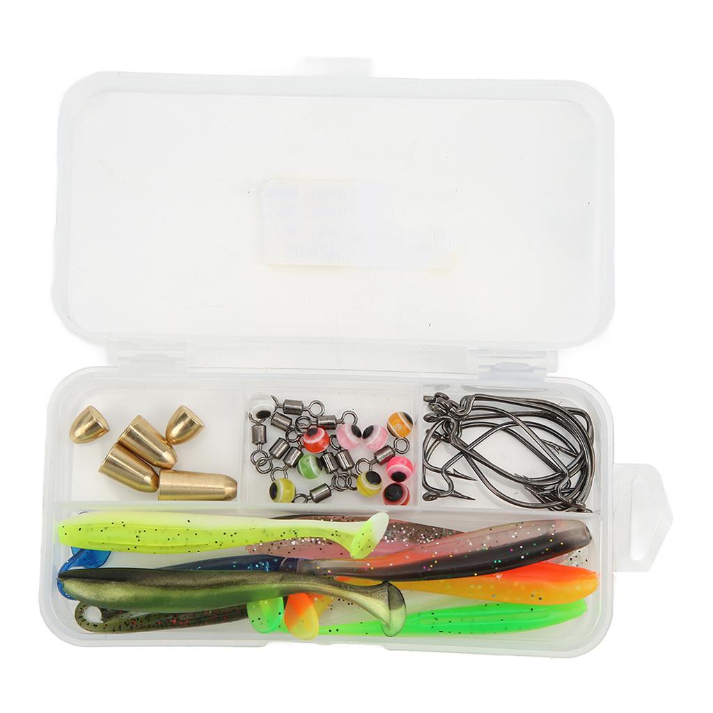 45pcs Fishing Hooks Tackle Kit Fishing Accessories Set with Tackle Box Bait Hook Fishing Swivel for Saltwater