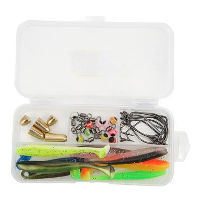 45pcs Fishing Hooks Tackle Kit Fishing Accessories Set with Tackle Box Bait Hook Fishing Swivel for Saltwater