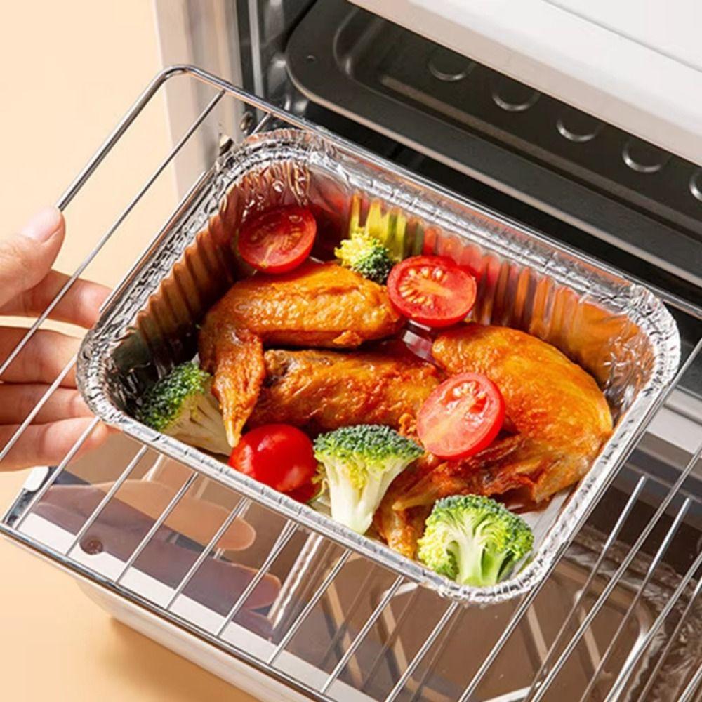 50Pcs Non-stick Aluminum Foil Paper Liner High-temperature Resistance Grill Catch Tray  Parties