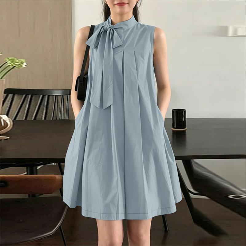 ZANZEA Women Elegant Round Neck Summer Casual Sleeveless Dress L синий