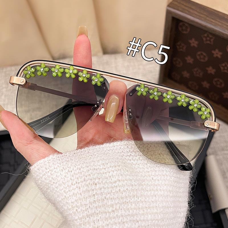 Classic Round-Frame Decal Sunglasses Retro Unique Cute Women s Stylish Metal Sunglasses For Shopping DUHE Other