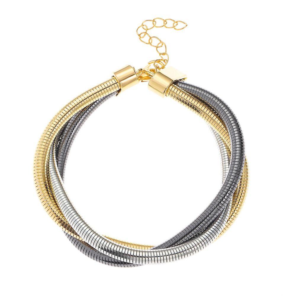 Alloy Snake Chain Bracelet Gold Color Punk Multi Layer Bangle Jewelry Accessories Personality Snake Bone Thick Chain Bracelet