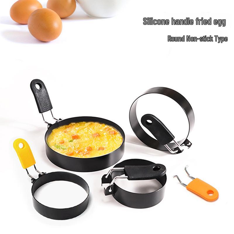 Non-stick Egg Frying Pan with Silicone Handle and Stainless Steel Ring