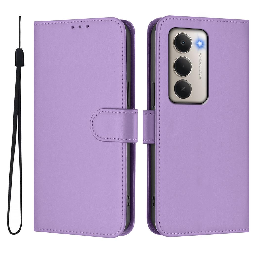 For Xiaomi Redmi 15 5G Case Solid Color Wallet Leather Phone Cover with Strap