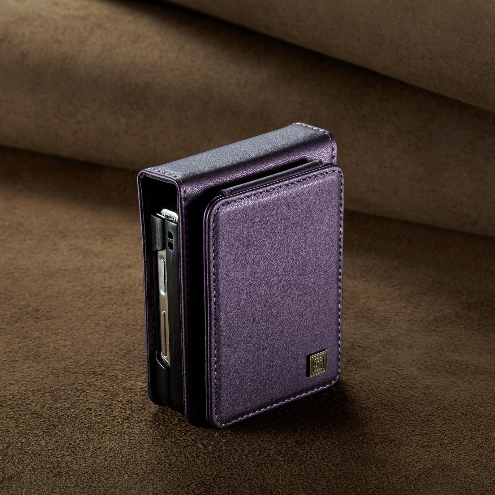 

Для Samsung Galaxy Z Flip5/Galaxy Z Flip6. Чехол для телефона из искусственной кожи премиум-класса с функцией удержания карт Samsung Galaxy Z Flip6 фиолетовый