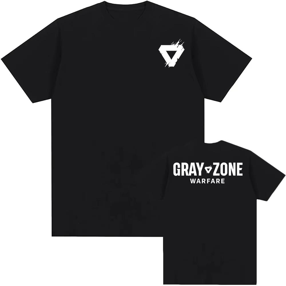 Gråzon Krigsspel Tryckt T-shirt Sommar Enkelhalsad Kortärmad Herr T-shirts Unisex Streetwear Bomull Mjuk Högkvalitativ T-shirt