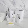 Elegant Bathroom Accessories Set 6Pcs Hydraulic Shampoo Dispenser Cup Toothbrush Holder Mouth Cup