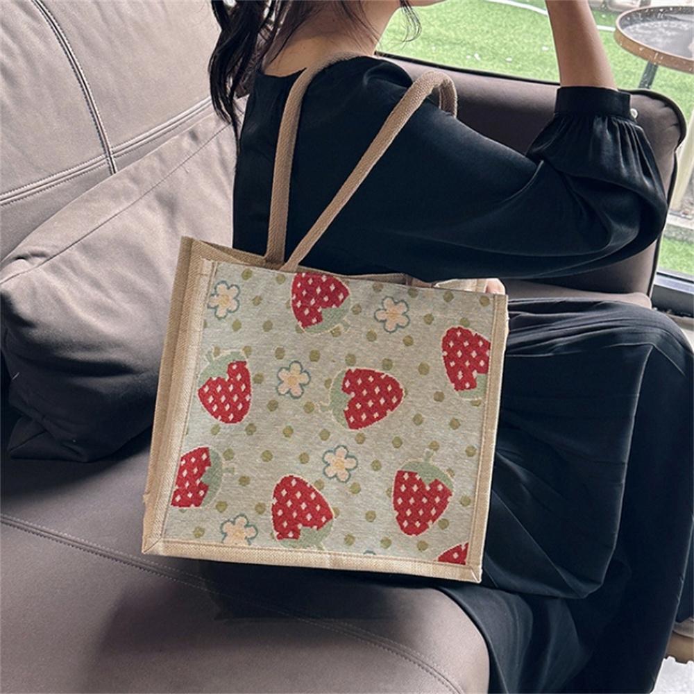 Large Capacity Cotton Linen Handbag Fashion Commuting Underarm Bag for Women Casual Tote
