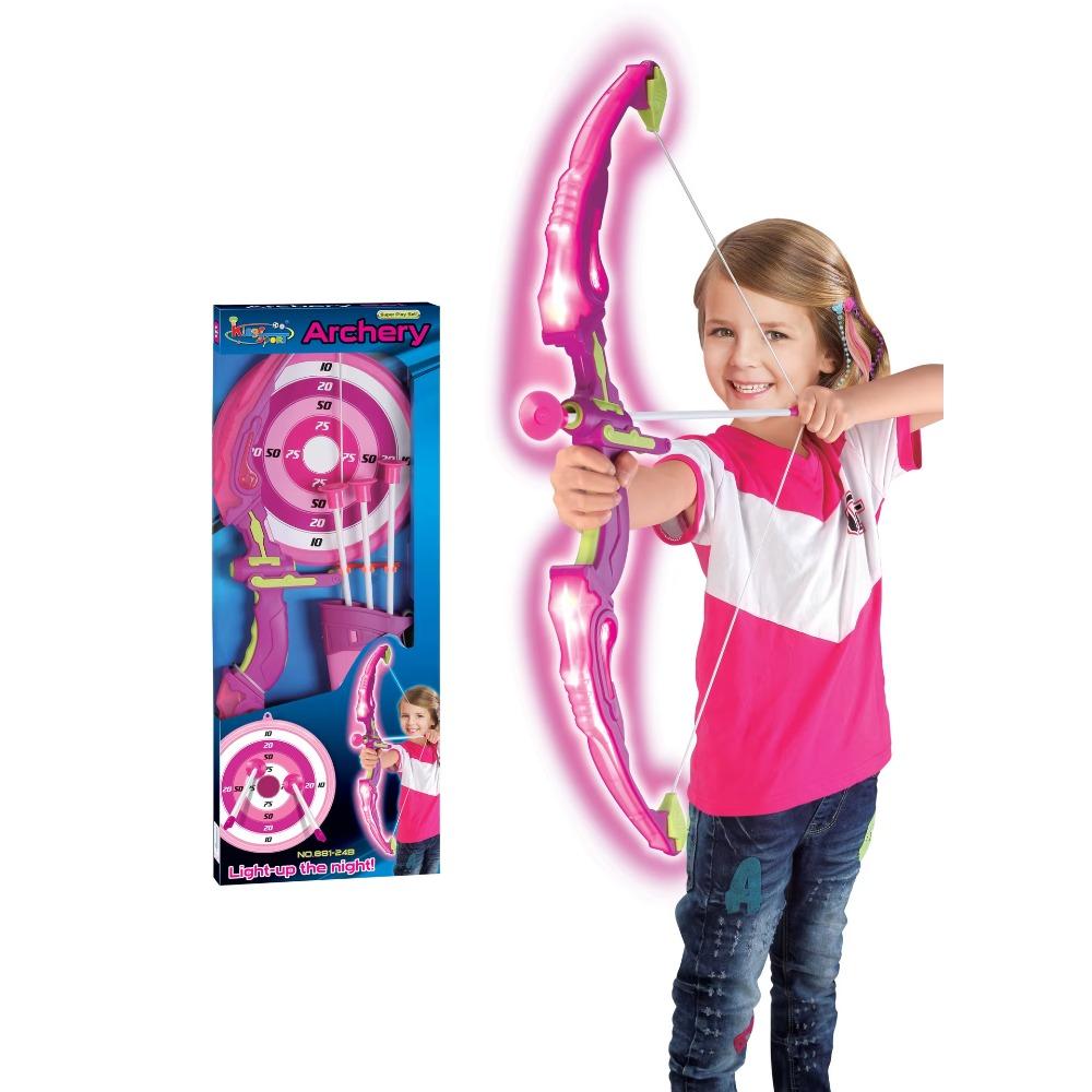 Set Arco e Frecce per Bambini Gioco di Tiro con Luce LED Arco Giocattolo Bersaglio Faretra Giocattoli Sportivi Indoor Outdoor per Bambini e Bambine Regali
